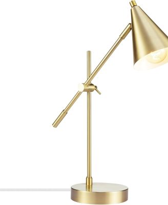 GLOBE Electric Novogratz x Tacoma 18" Desk Lamp, Matte Brass, Adjustable Height, Balance Arm, Brass, Rotary Switch on Shade,52887