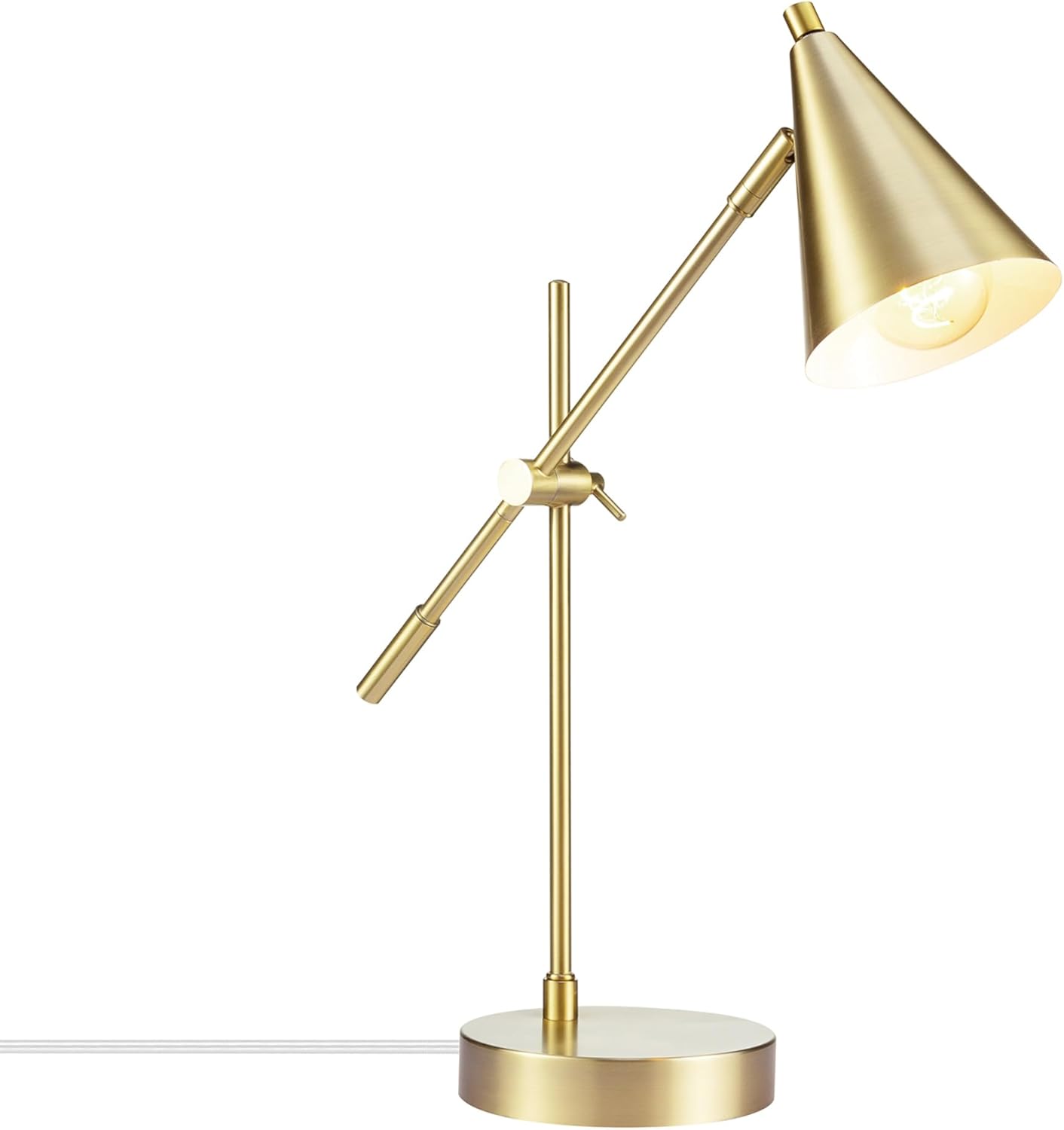 GLOBE Electric Novogratz x Tacoma 18" Desk Lamp, Matte Brass, Adjustable Height, Balance Arm, Brass, Rotary Switch on Shade,52887